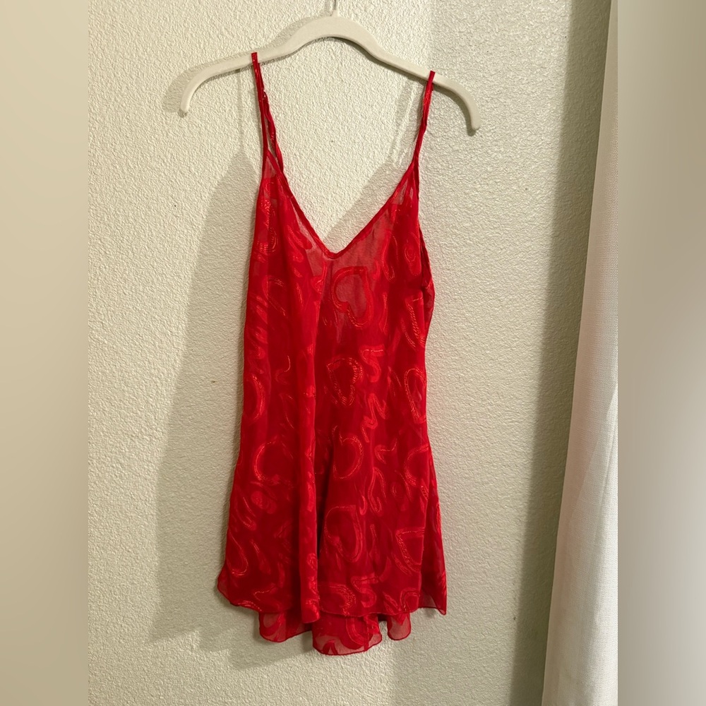 Shirley of Hollywood Vibrant Red Sheer Chemise